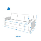 Hroth 3 Seater Sofas, Comfortable Fabric Sofa with Thick Cushions and 2 Pillows, Durable and Space Saving Settee for Living Room, Bedroom, Guest Room, Office, Dark Grey