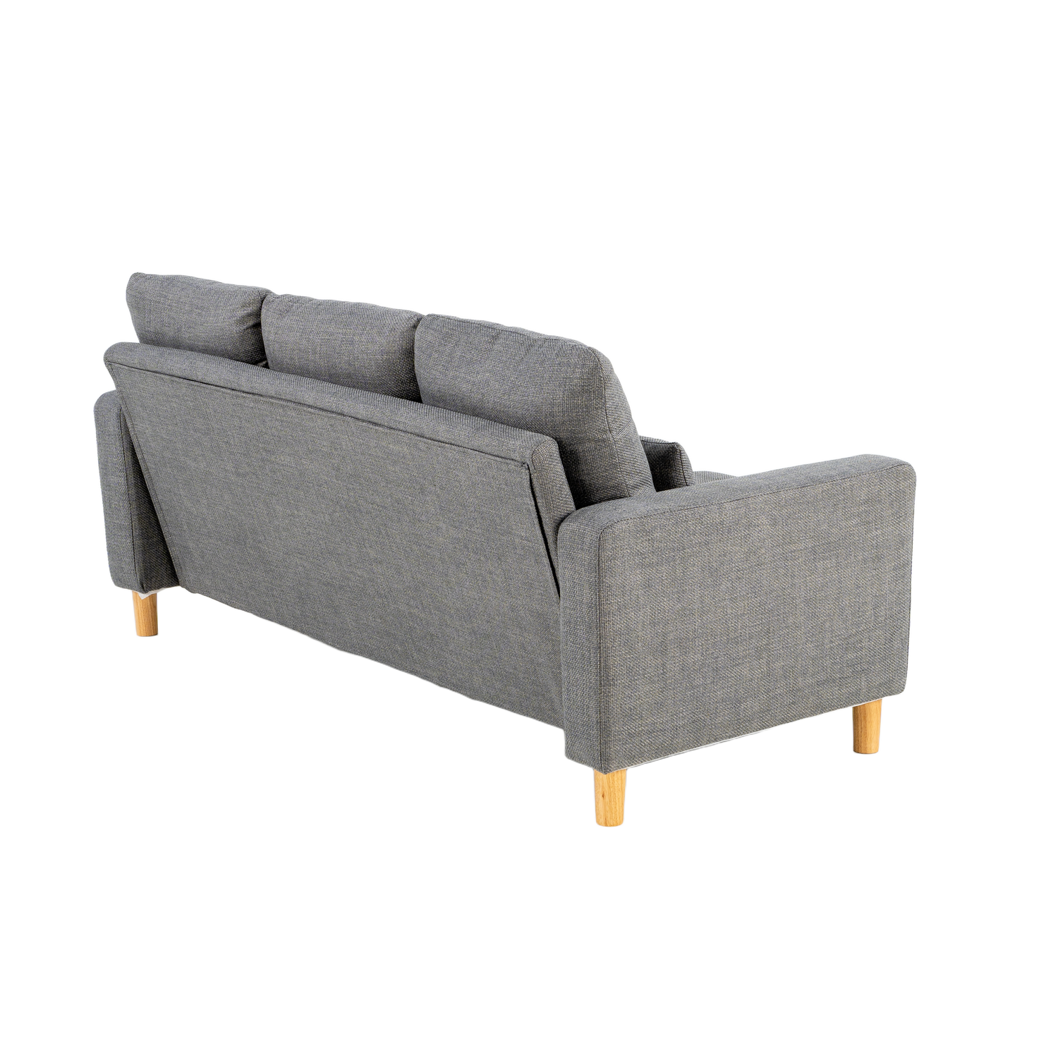Hroth 3 Seater Sofas，Comfortable Fabric Sofa with Thick Cushions and 2 Pillows, Durable and Space Saving Settee for Living Room, Bedroom, Guest Room, Office, Light Grey