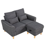 Hroth 2 Seater Sofa,Modular Sofa with Ottoman for Storage,Thickened Fabric Small Sofa, Corner Sofa Suitable for Apartments,Living Rooms and Bedrooms,Dark Grey