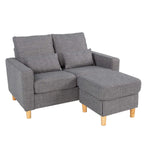 Hroth 2 Seater Sectional Sofa,Fabric Recliner Couch with Adjustable Storage Ottoman, Soft Cushions, 2 Pillows,Durable L Shape Loveseat for Living Room, Bedroom, Office,Light Grey