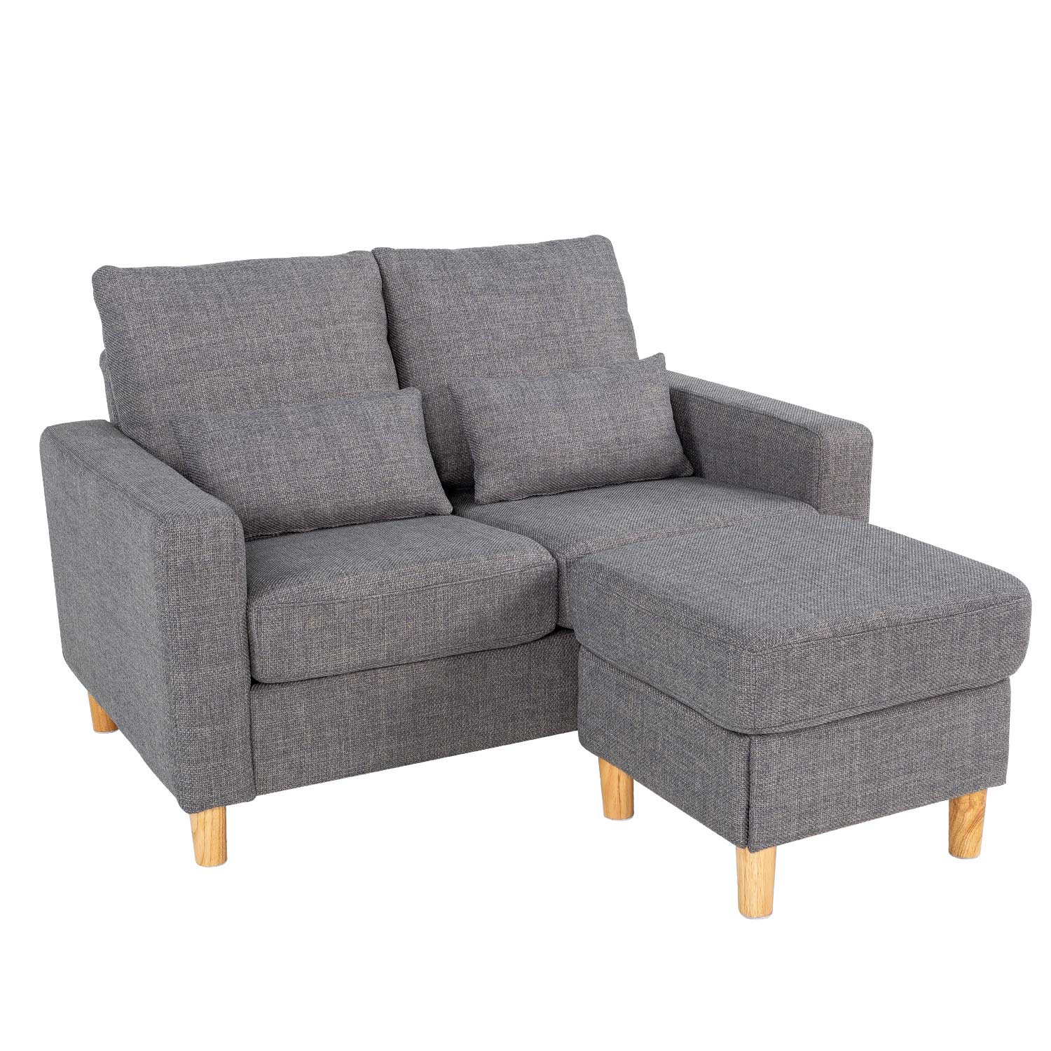 Hroth 2 Seater Sectional Sofa,Fabric Recliner Couch with Adjustable Storage Ottoman, Soft Cushions, 2 Pillows,Durable L Shape Loveseat for Living Room, Bedroom, Office,Light Grey