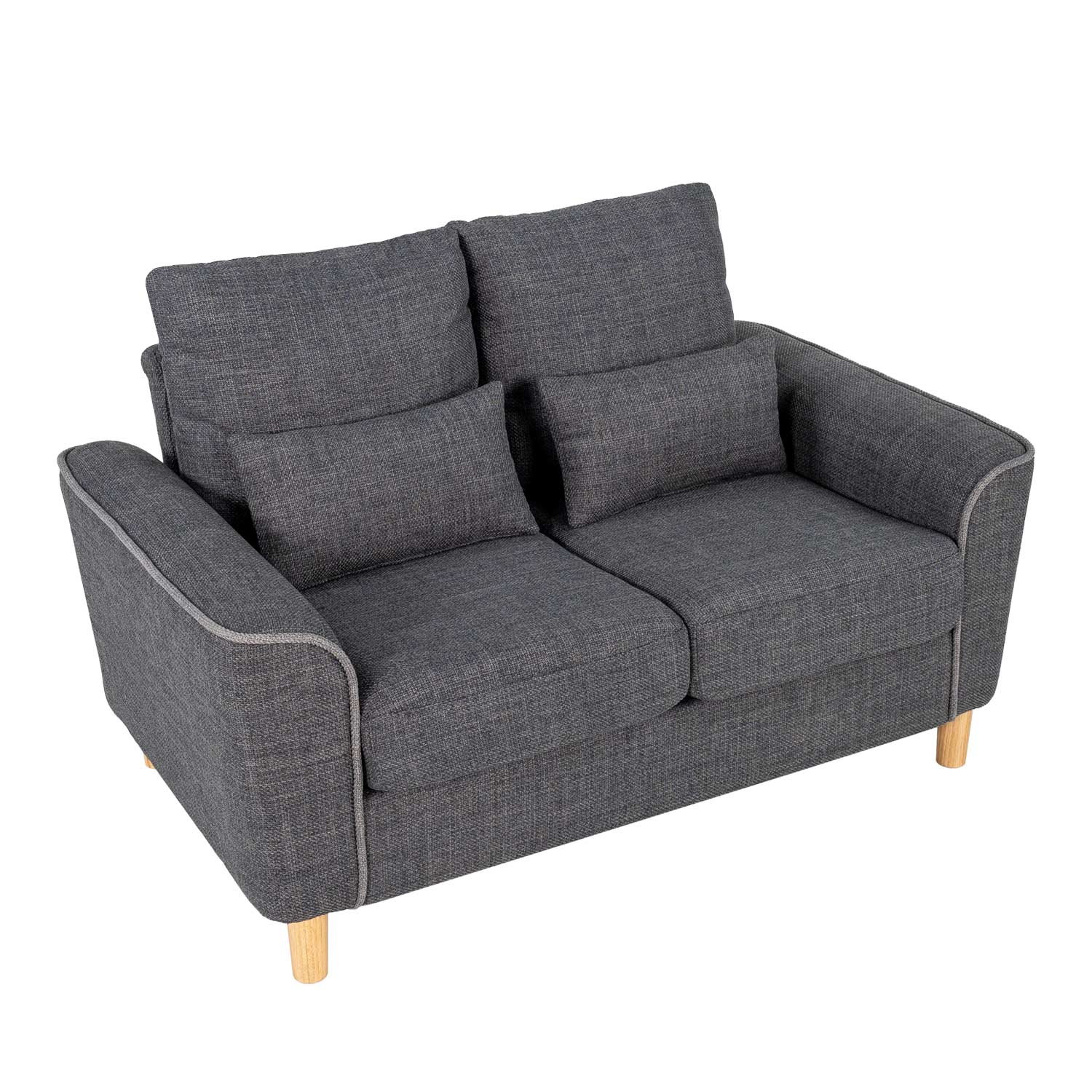 Hroth 2 Seater Sofa with 2 Pillows,Soft and Highly Elastic Small Sofa,Reclining curved sofa armrests，Couch Suitable for Living Rooms, Bedrooms and Apartments,Dark Grey