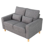 Hroth 2 Seater Sofa,Comfortable Fabric Small Sofa with Thick Cushions and 2 Pillows, Durable Couch with High Weight Capacity,Easy Assembly Sofa for Living Room, Bedroom, Office, Light Grey
