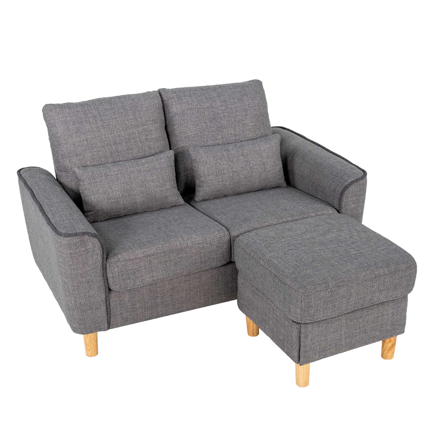 Hroth Storage Sofa with Ottoman,Thickened Fabric Sofa, 2 Seater Couch Suitable for Apartments,Living Rooms and Bedrooms,Light Grey