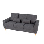 Hroth 3 Seater Sofas,Comfortable Fabric Sofa with Thick Cushions and 2 Pillows, Durable Couch for Living Room, Bedroom, Guest Room, Apartment, Self Assembly,Dark Grey