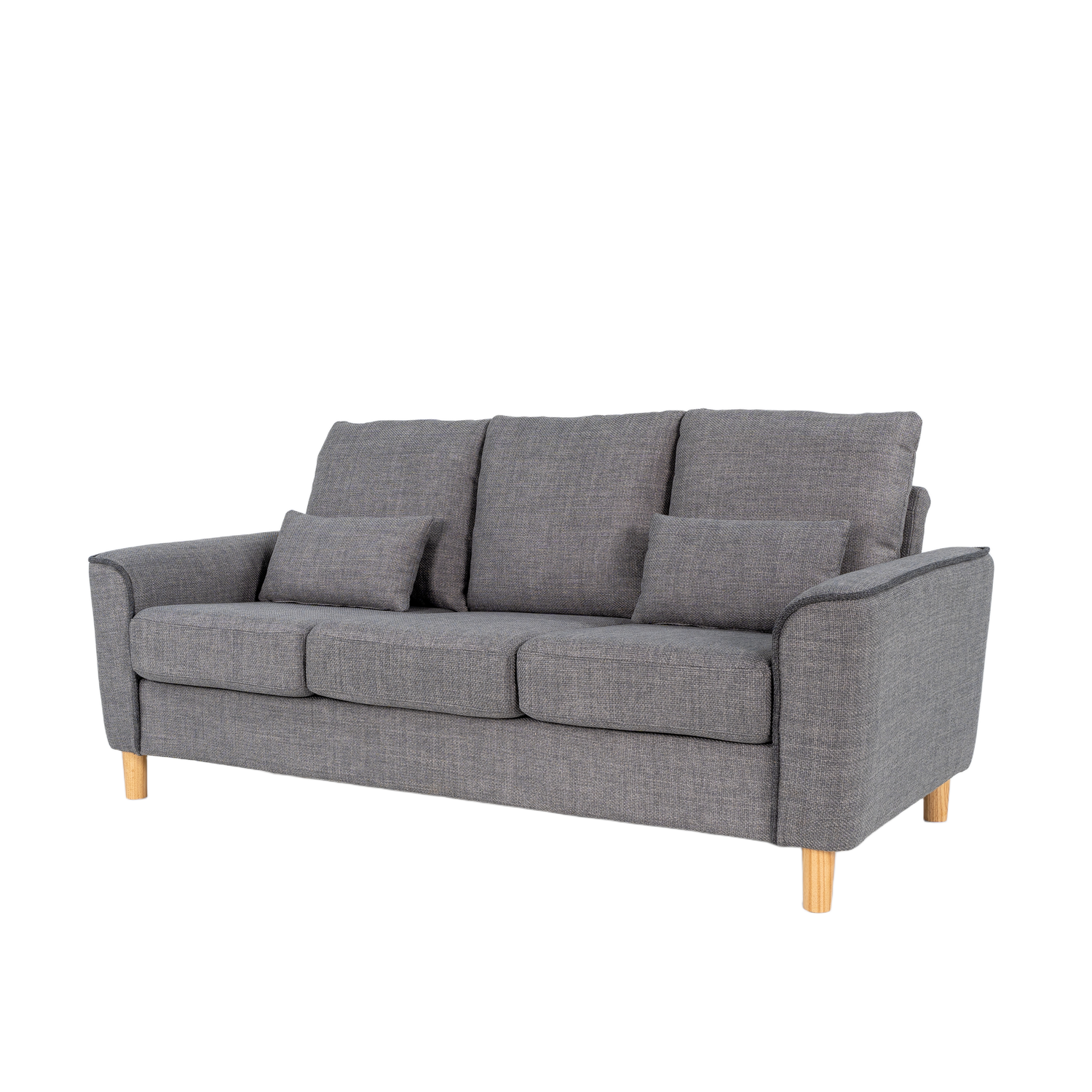 Hroth 3 Seater Sofas,Comfortable Fabric Sofa with Thick Cushions and 2 Pillows, Durable Couch for Living Room, Bedroom, Guest Room, Apartment, Self Assembly,Light Grey