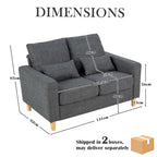 Hroth 2 Seater Sofa,Comfortable Fabric Small Sofa with Thick Cushions and 2 Pillows, Durable Couch with High Weight Capacity,Easy Assembly Sofa for Living Room, Bedroom, Office, Dark Grey