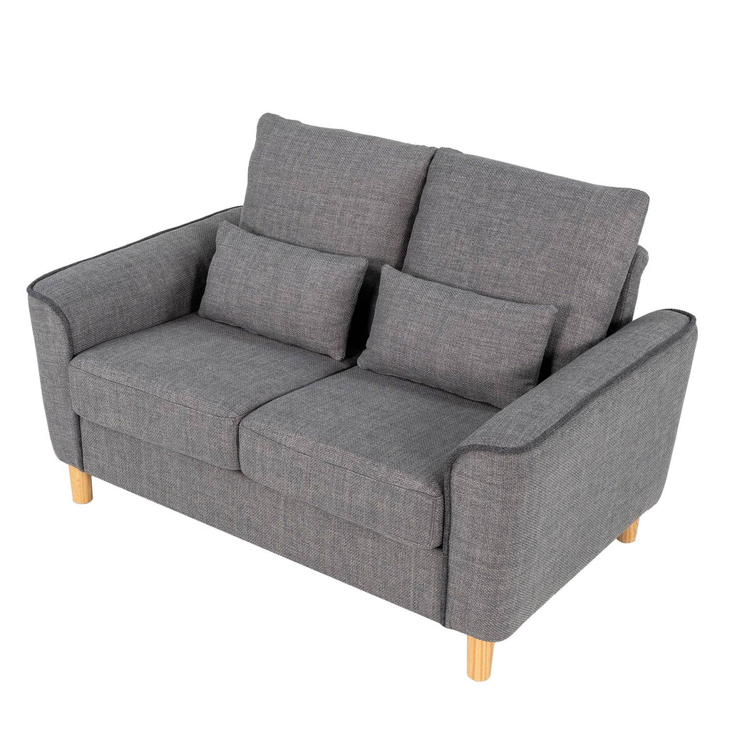 Hroth Fabric 2seater Sofa with 2 Pillows,Soft and Highly Elastic Loveseat Sofa,2 Seater Couch Suitable for Living Rooms, Bedrooms and Apartments,Light Grey