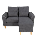 Hroth 2 Seater Sofa,Modular Sofa with Ottoman for Storage,Thickened Fabric Small Sofa, Corner Sofa Suitable for Apartments,Living Rooms and Bedrooms,Dark Grey