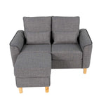 Hroth Storage Sofa with Ottoman,Thickened Fabric Sofa, 2 Seater Couch Suitable for Apartments,Living Rooms and Bedrooms,Light Grey