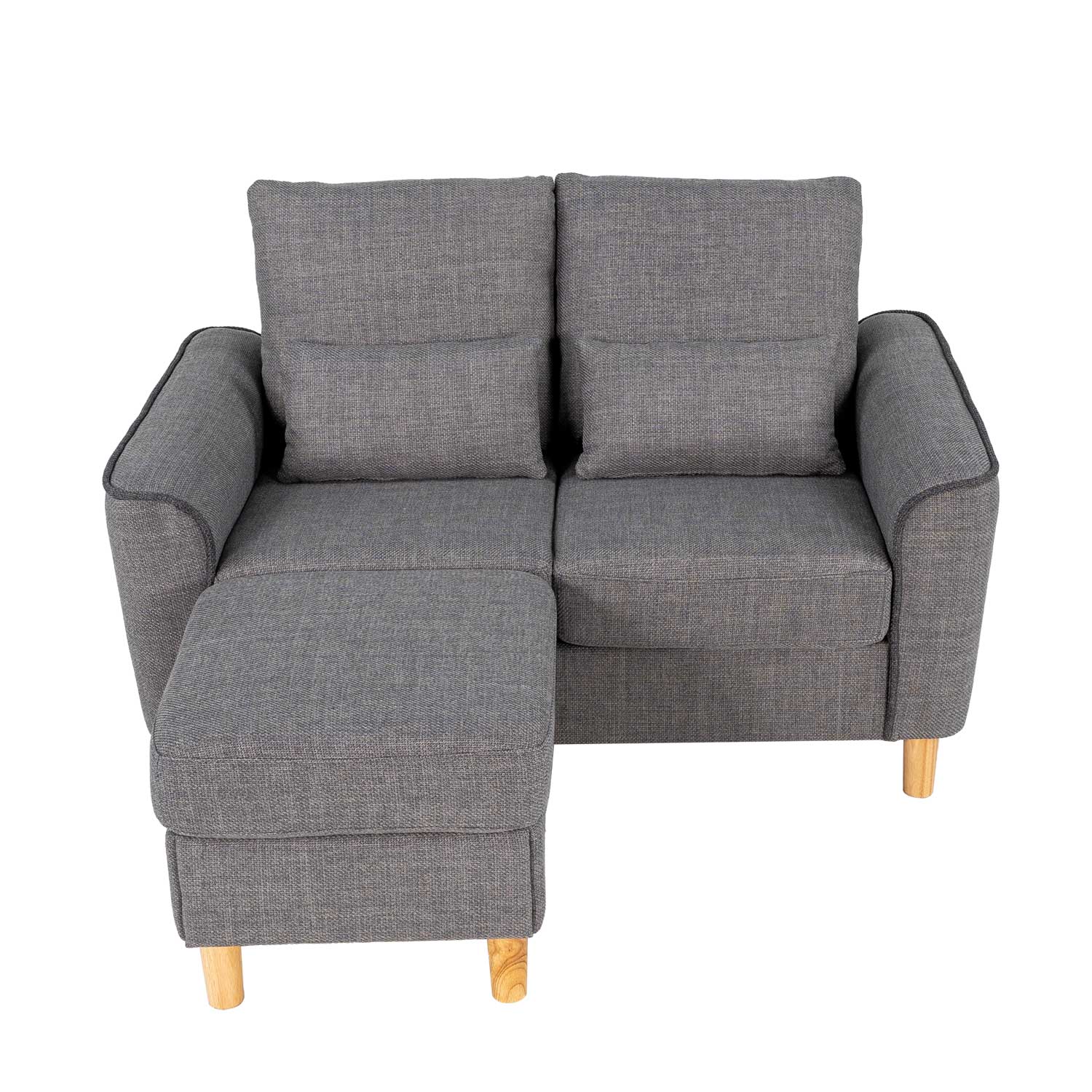 Hroth Storage Sofa with Ottoman,Thickened Fabric Sofa, 2 Seater Couch Suitable for Apartments,Living Rooms and Bedrooms,Light Grey