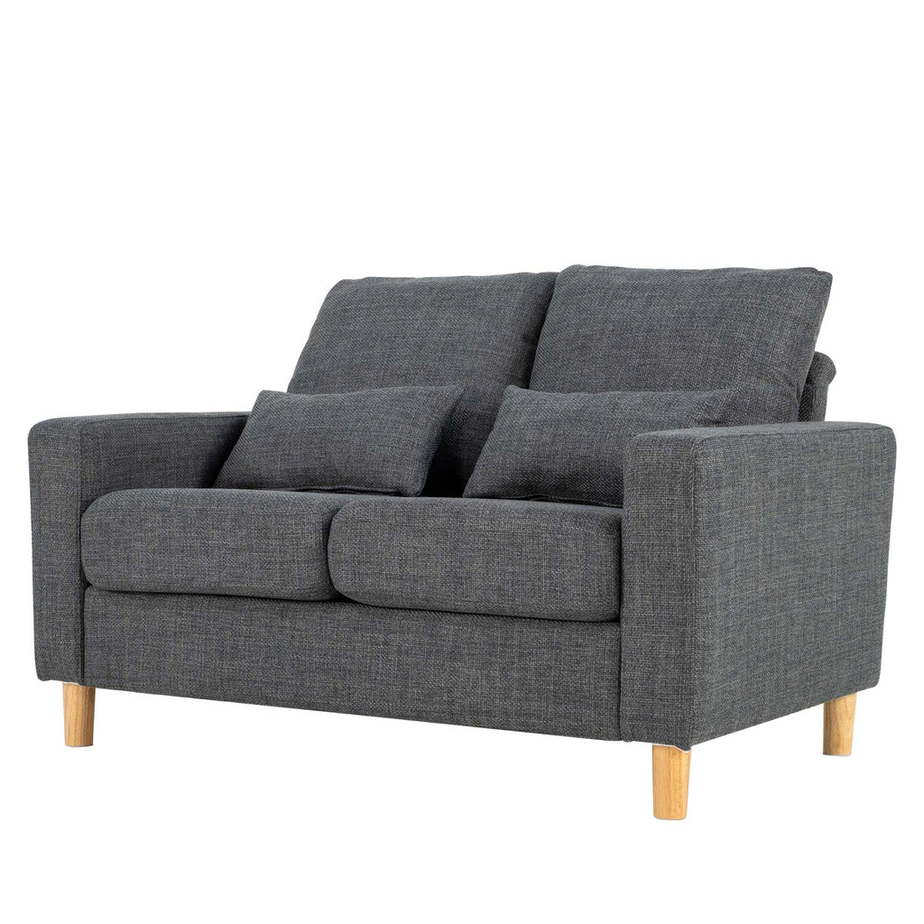 Hroth 2 Seater Sofa,Comfortable Fabric Small Sofa with Thick Cushions and 2 Pillows, Durable Couch with High Weight Capacity,Easy Assembly Sofa for Living Room, Bedroom, Office, Dark Grey