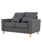 Hroth 2 Seater Sofa,Comfortable Fabric Small Sofa with Thick Cushions and 2 Pillows, Durable Couch with High Weight Capacity,Easy Assembly Sofa for Living Room, Bedroom, Office, Dark Grey