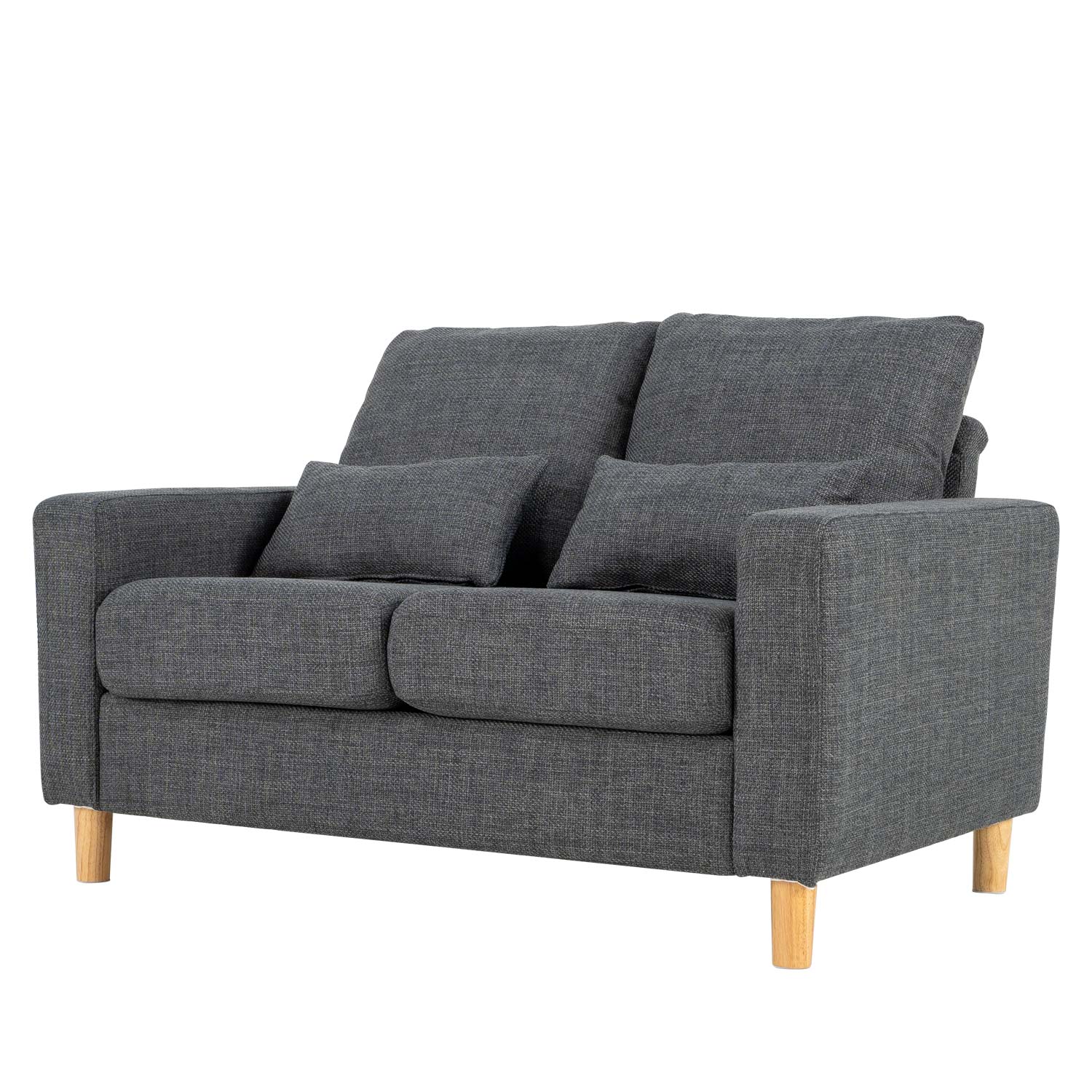 Hroth 2 Seater Sofa,Comfortable Fabric Small Sofa with Thick Cushions and 2 Pillows, Durable Couch with High Weight Capacity,Easy Assembly Sofa for Living Room, Bedroom, Office, Dark Grey