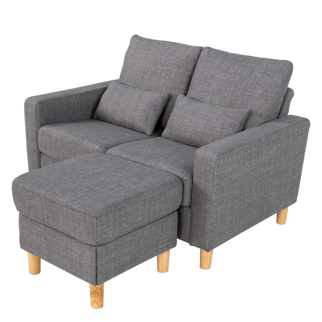 Hroth 2 Seater Sectional Sofa,Fabric Recliner Couch with Adjustable Storage Ottoman, Soft Cushions, 2 Pillows,Durable L Shape Loveseat for Living Room, Bedroom, Office,Light Grey