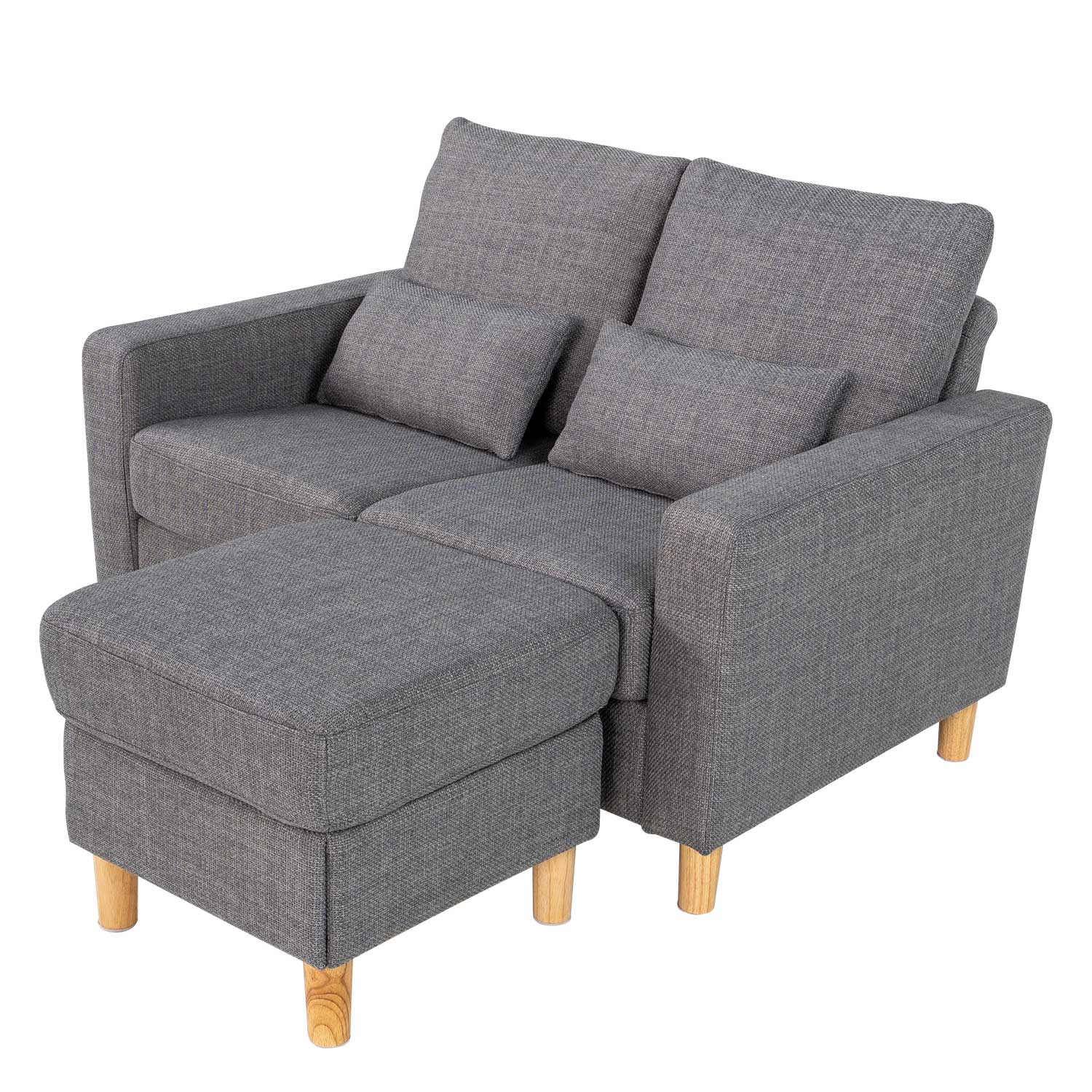 Hroth 2 Seater Sectional Sofa,Fabric Recliner Couch with Adjustable Storage Ottoman, Soft Cushions, 2 Pillows,Durable L Shape Loveseat for Living Room, Bedroom, Office,Light Grey