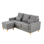 Hroth 3 Seater Sofas, Fabric Sectional Sofa with Storage Ottoman and 2 Pillows, Thick Cushions, High Weight Capacity, L Shape Recliner Settee for Living Room, Bedroom, Office, Light Grey