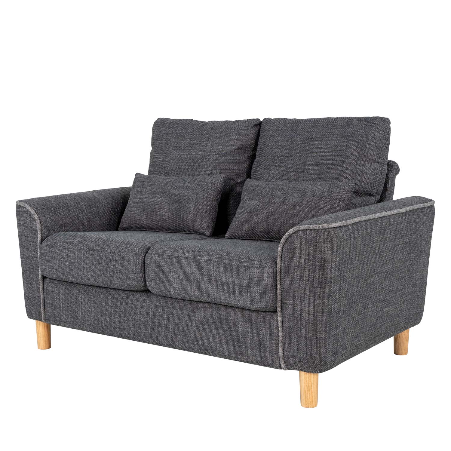 Hroth 2 Seater Sofa with 2 Pillows,Soft and Highly Elastic Small Sofa,Reclining curved sofa armrests，Couch Suitable for Living Rooms, Bedrooms and Apartments,Dark Grey