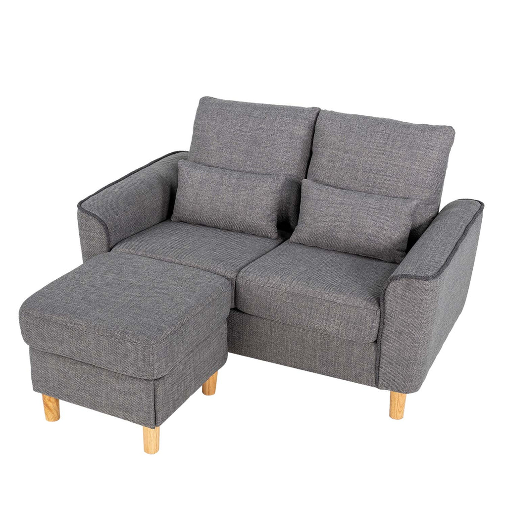 Hroth Storage Sofa with Ottoman,Thickened Fabric Sofa, 2 Seater Couch Suitable for Apartments,Living Rooms and Bedrooms,Light Grey
