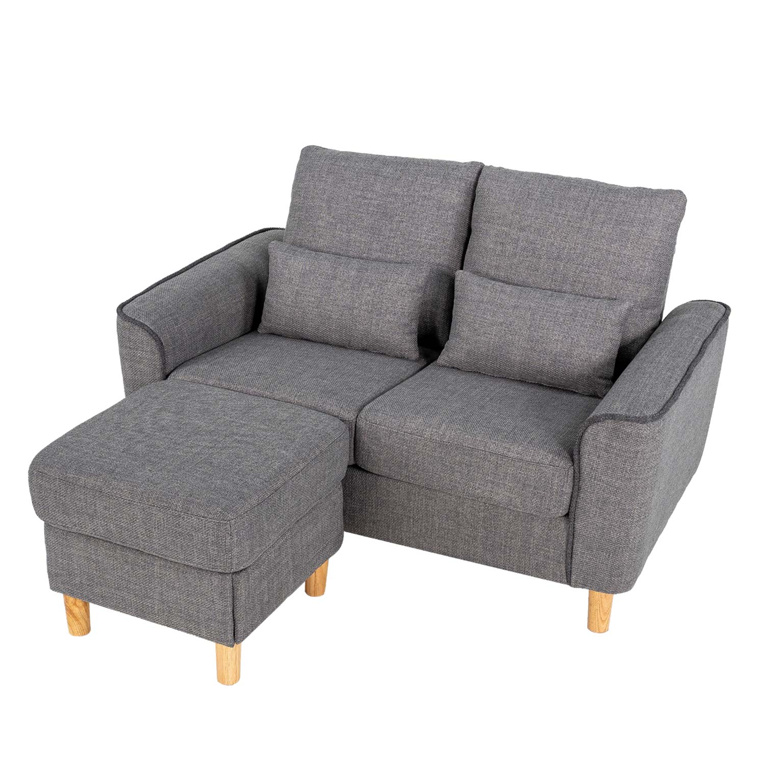 Hroth Storage Sofa with Ottoman,Thickened Fabric Sofa, 2 Seater Couch Suitable for Apartments,Living Rooms and Bedrooms,Light Grey