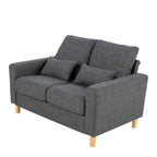 Hroth 2 Seater Sofa,Comfortable Fabric Small Sofa with Thick Cushions and 2 Pillows, Durable Couch with High Weight Capacity,Easy Assembly Sofa for Living Room, Bedroom, Office, Dark Grey