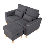 Hroth 2 Seater Sofa,Modular Sofa with Ottoman for Storage,Thickened Fabric Small Sofa, Corner Sofa Suitable for Apartments,Living Rooms and Bedrooms,Dark Grey