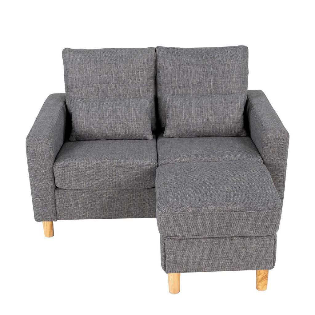 Hroth 2 Seater Sectional Sofa,Fabric Recliner Couch with Adjustable Storage Ottoman, Soft Cushions, 2 Pillows,Durable L Shape Loveseat for Living Room, Bedroom, Office,Light Grey