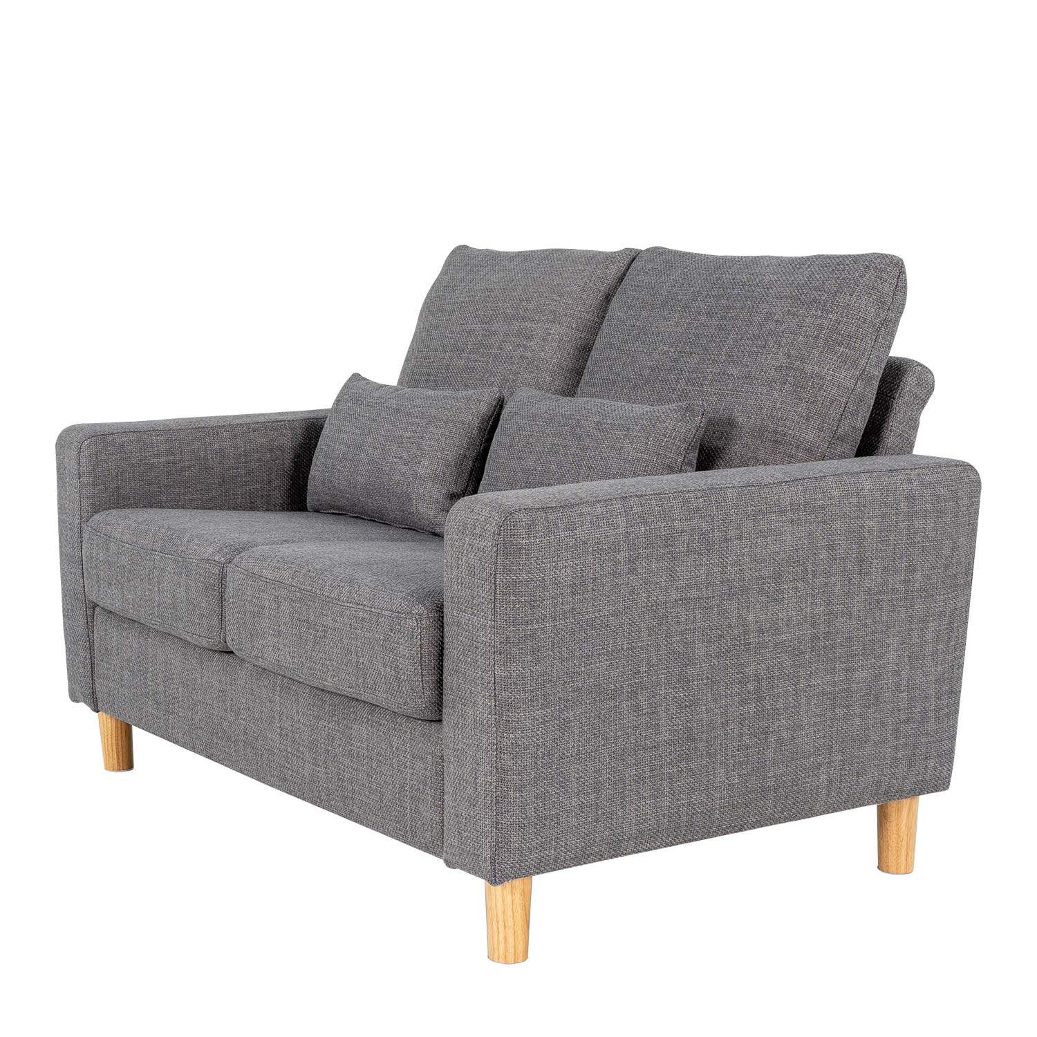 Hroth 2 Seater Sofa,Comfortable Fabric Small Sofa with Thick Cushions and 2 Pillows, Durable Couch with High Weight Capacity,Easy Assembly Sofa for Living Room, Bedroom, Office, Light Grey
