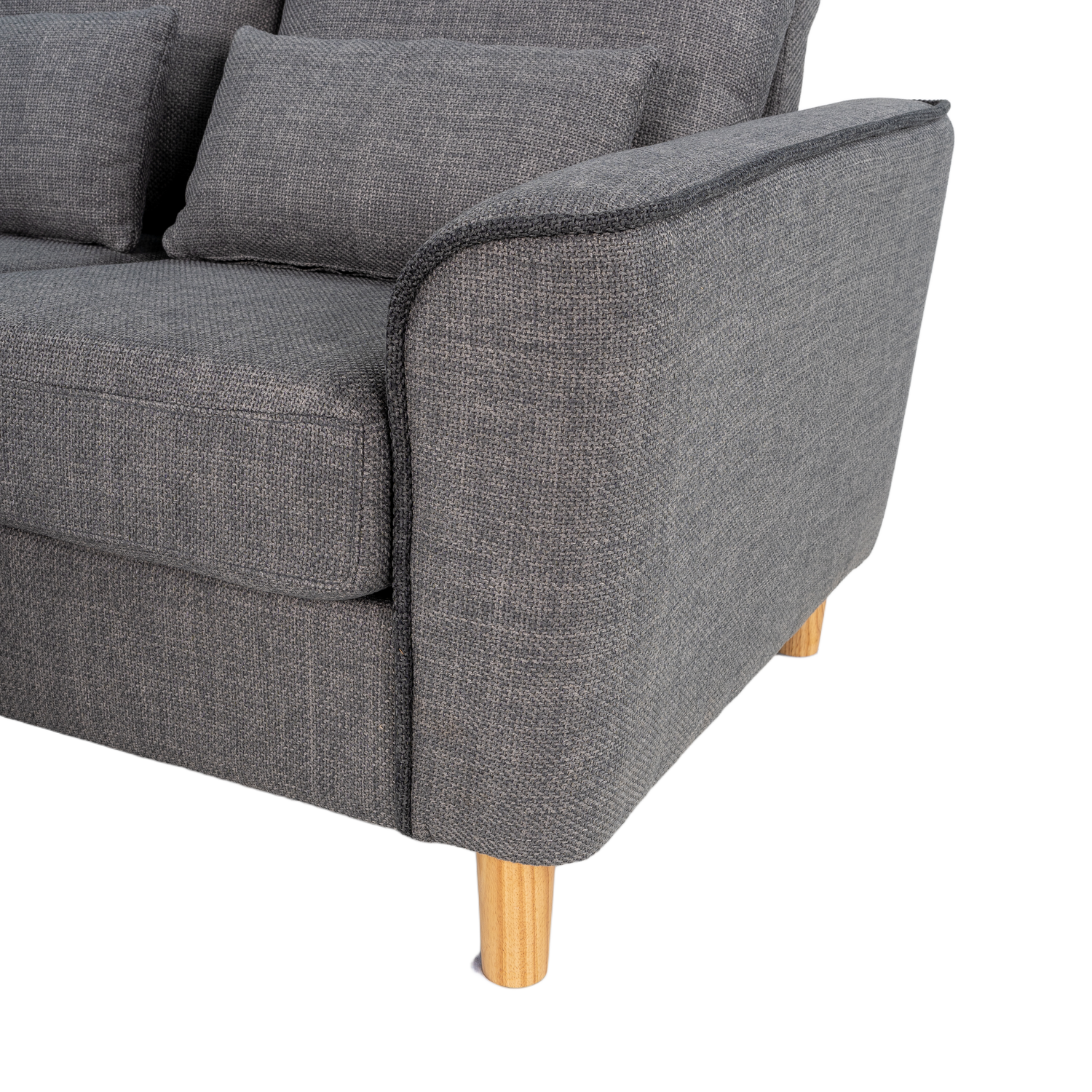 Hroth 3 Seater Sofas,Fabric Modular Sofa with Thick Cushions, 2 Pillows and Storage Ottoman, Comfortable and Durable Sectional Couch for Living Room, Bedroom, Office,Light Grey