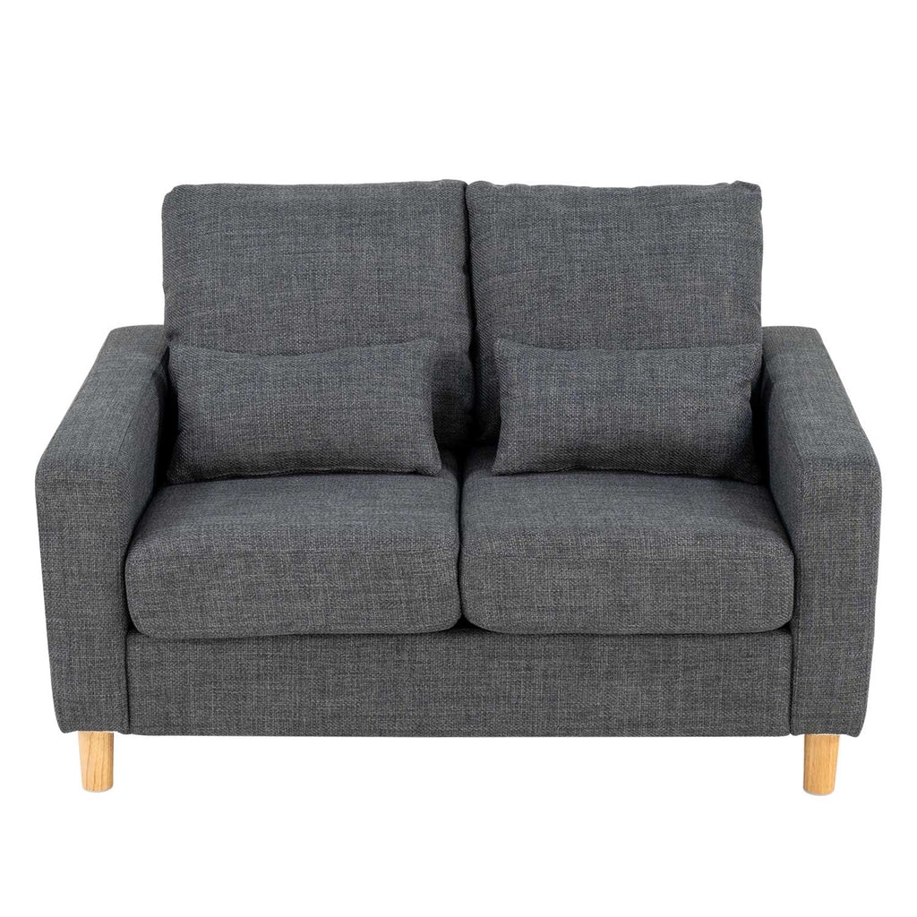 Hroth 2 Seater Sofa,Comfortable Fabric Small Sofa with Thick Cushions and 2 Pillows, Durable Couch with High Weight Capacity,Easy Assembly Sofa for Living Room, Bedroom, Office, Dark Grey