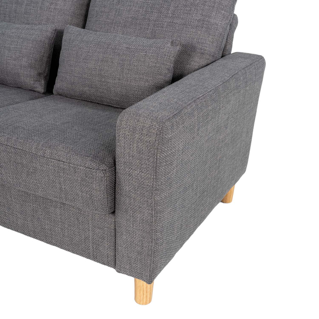 Hroth 3 Seater Sofas，Comfortable Fabric Sofa with Thick Cushions and 2 Pillows, Durable and Space Saving Settee for Living Room, Bedroom, Guest Room, Office, Light Grey