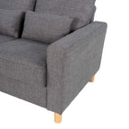 Hroth 3 Seater Sofas，Comfortable Fabric Sofa with Thick Cushions and 2 Pillows, Durable and Space Saving Settee for Living Room, Bedroom, Guest Room, Office, Light Grey