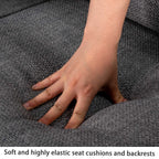 Hroth 2 Seater Sofa,Comfortable Fabric Small Sofa with Thick Cushions and 2 Pillows, Durable Couch with High Weight Capacity,Easy Assembly Sofa for Living Room, Bedroom, Office, Light Grey