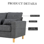 Hroth 2 Seater Sofa,Comfortable Fabric Small Sofa with Thick Cushions and 2 Pillows, Durable Couch with High Weight Capacity,Easy Assembly Sofa for Living Room, Bedroom, Office, Dark Grey