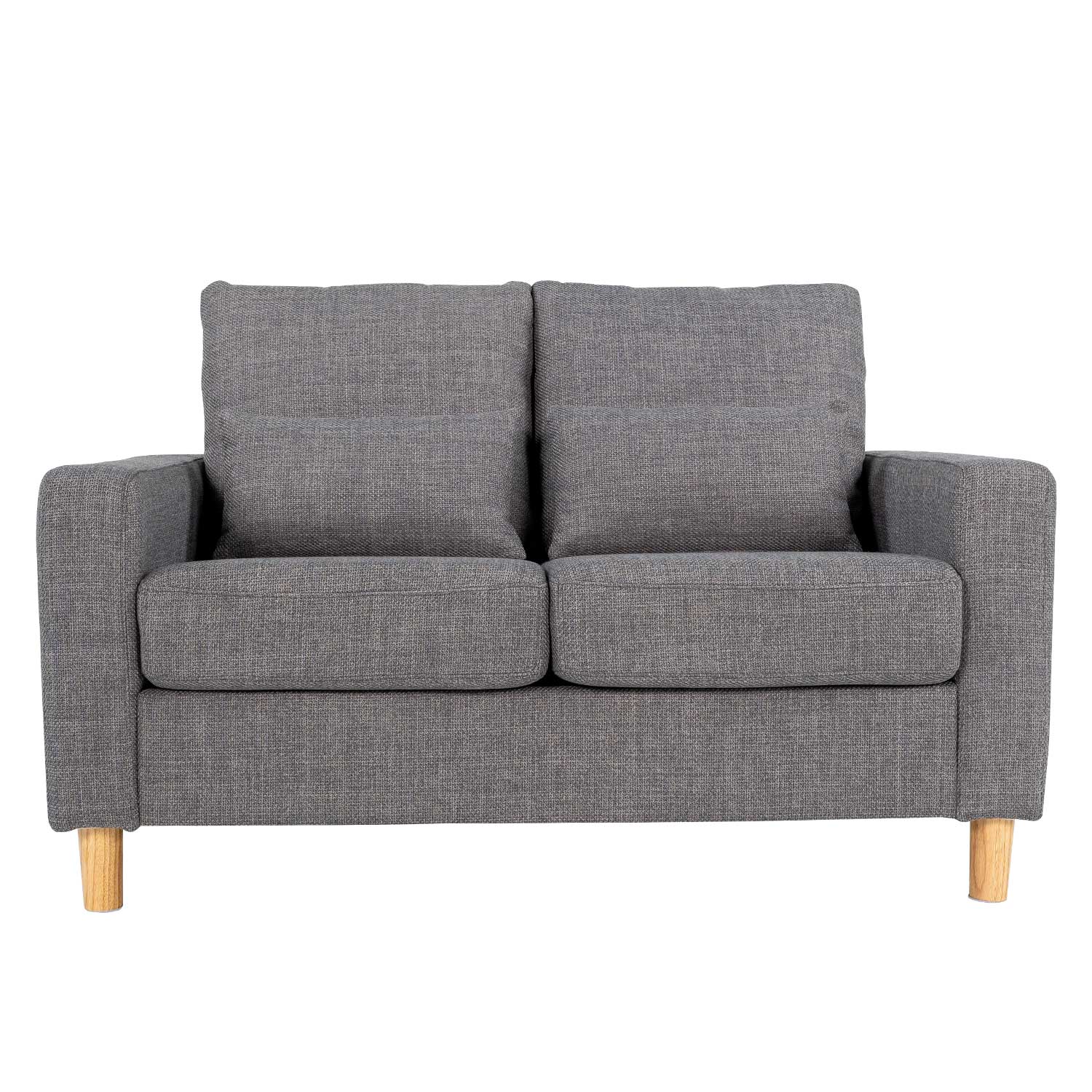 Hroth 2 Seater Sofa,Comfortable Fabric Small Sofa with Thick Cushions and 2 Pillows, Durable Couch with High Weight Capacity,Easy Assembly Sofa for Living Room, Bedroom, Office, Light Grey