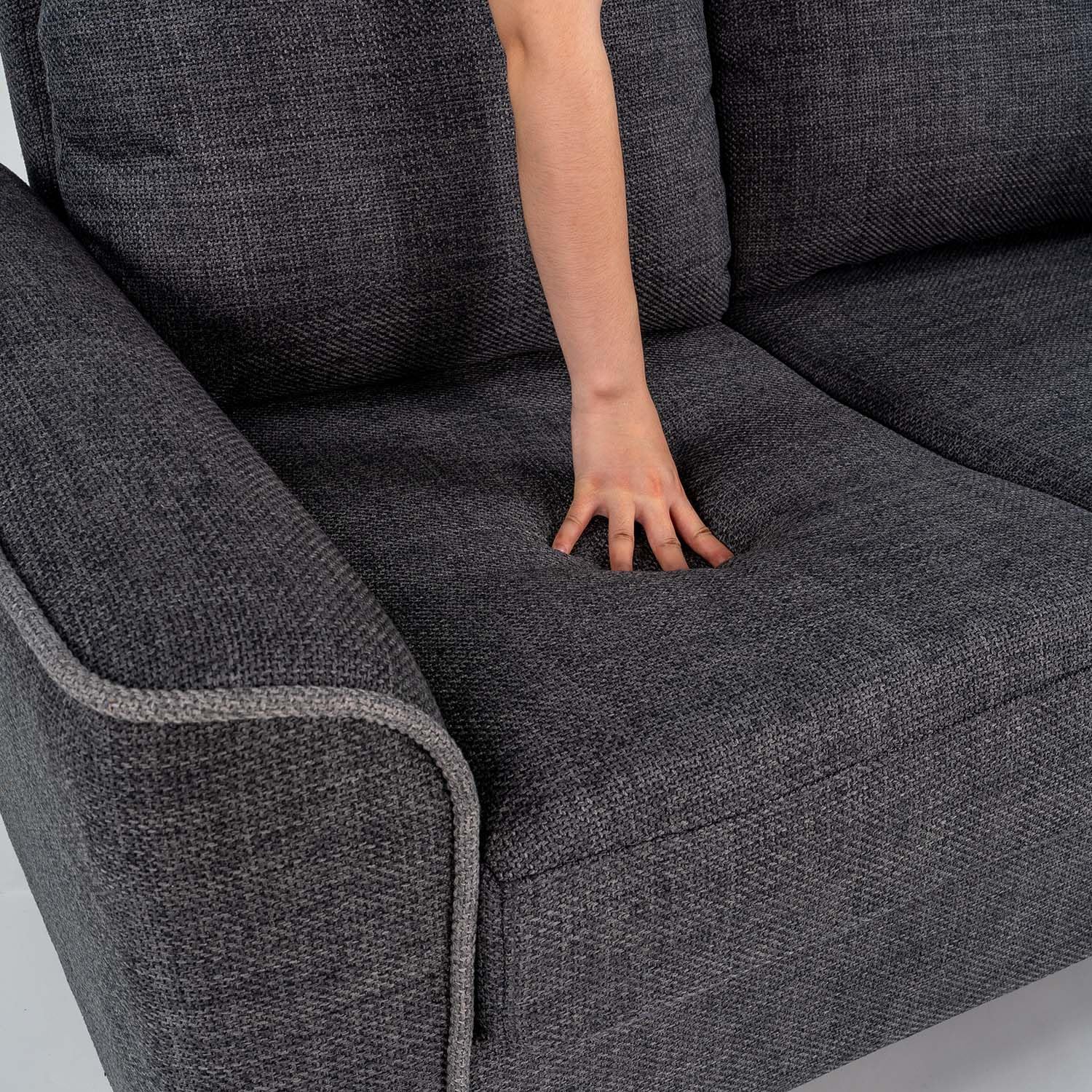 Hroth 3 Seater Sofas,Comfortable Fabric Sofa with Thick Cushions and 2 Pillows, Durable Couch for Living Room, Bedroom, Guest Room, Apartment, Self Assembly,Dark Grey
