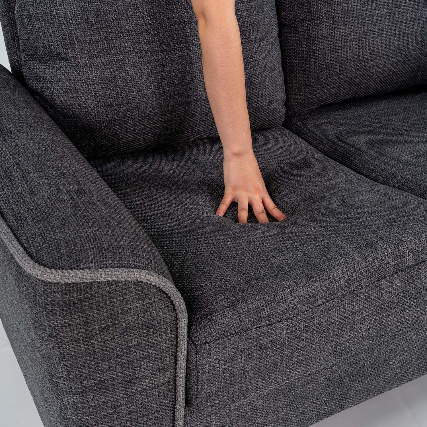 Hroth 3 Seater Sofas,Comfortable Fabric Sofa with Thick Cushions and 2 Pillows, Durable Couch for Living Room, Bedroom, Guest Room, Apartment, Self Assembly,Dark Grey
