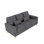 Hroth 3 Seater Sofas, Comfortable Fabric Sofa with Thick Cushions and 2 Pillows, Durable and Space Saving Settee for Living Room, Bedroom, Guest Room, Office, Dark Grey
