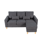 Hroth 3 Seater Sofas, Fabric Sectional Sofa with Storage Ottoman and 2 Pillows, Thick Cushions, High Weight Capacity, L Shape Recliner Settee for Living Room, Bedroom, Office, Dark Grey
