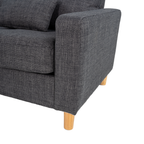 Hroth 3 Seater Sofas, Comfortable Fabric Sofa with Thick Cushions and 2 Pillows, Durable and Space Saving Settee for Living Room, Bedroom, Guest Room, Office, Dark Grey